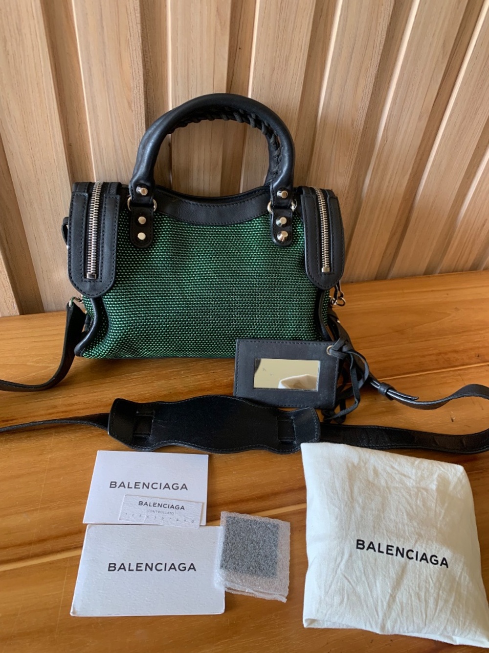 Balenciaga Tricolor Mesh Giant 12 Mini City SHW in Green/Vert Jade - Picture 2 of 15